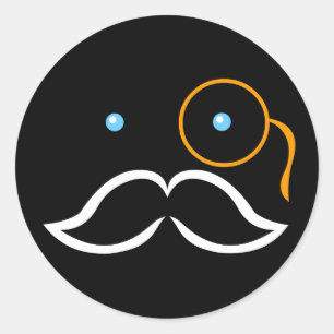 Monocle and Moustache Classic Round Sticker