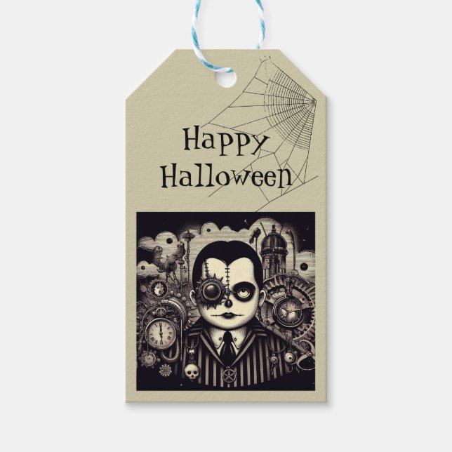 Monocle Halloween Man Gift Tags (Front)