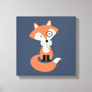 Monocle Hipster Red Fox Canvas Print