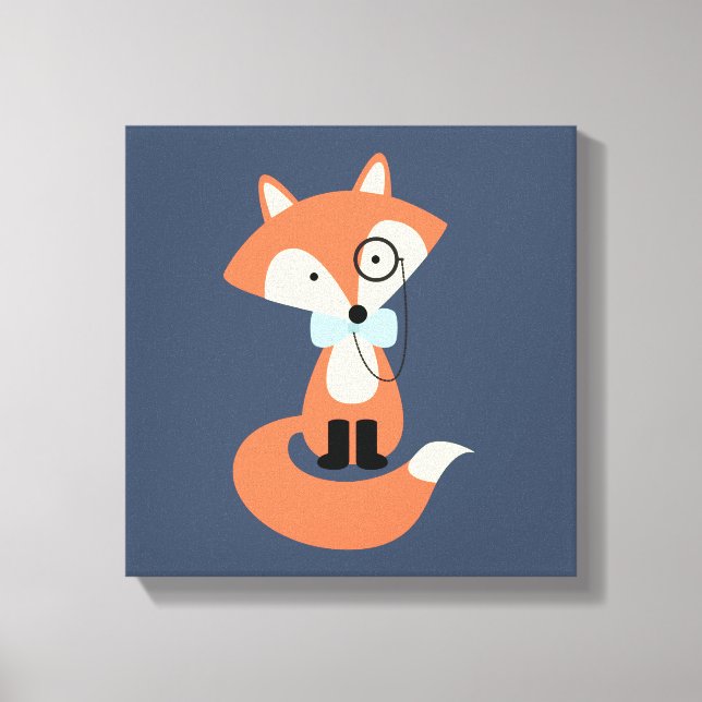 Monocle Hipster Red Fox Canvas Print (Front)