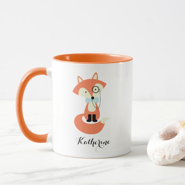Monocle Hipster Red Fox Mug (With Donut)