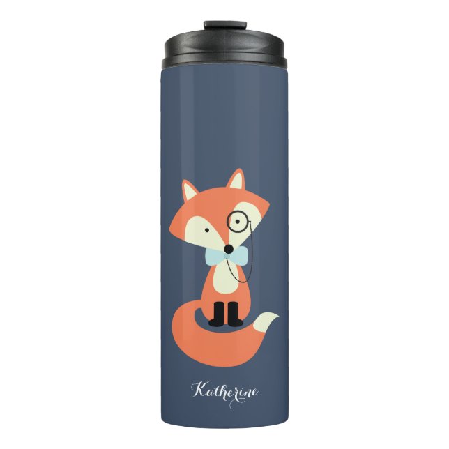 Monocle Hipster Red Fox Thermal Tumbler (Front)