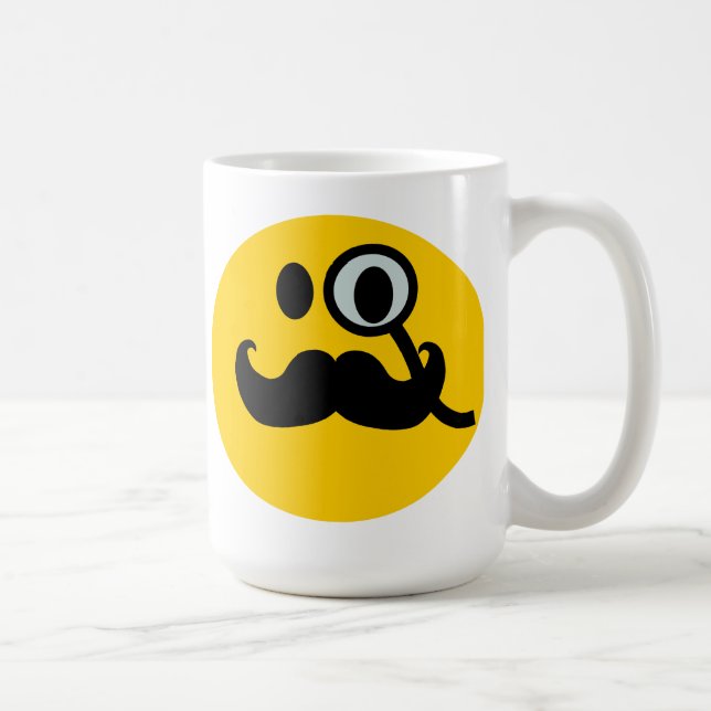 Monocle & Moustache Customisable backgrnd) Coffee Mug (Right)