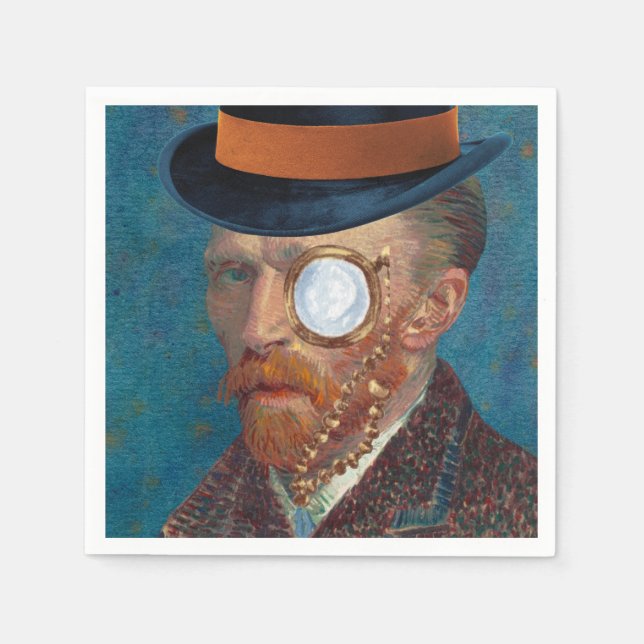 Monocle Van Gogh In Top Hat Paper Napkins (Front)