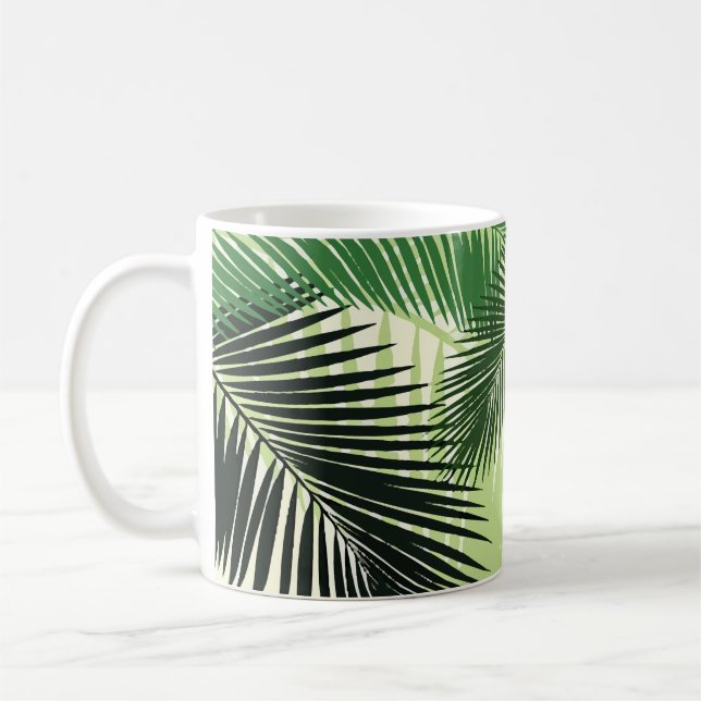 Monocolor Tropical Palm Trees Coffee Mug (Left)