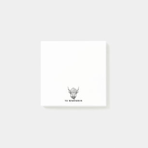 Monocrome Highland Cow Customisable Funny Post-it Notes