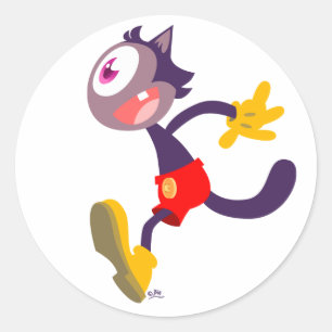 Monocular cat cartoon sticker