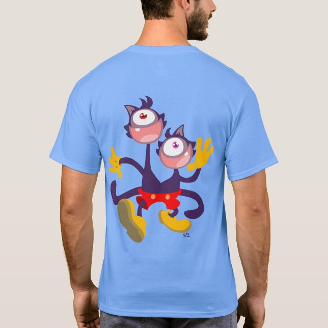 Monocular Cats in Tandem Walk T-shirt (back) (Back)