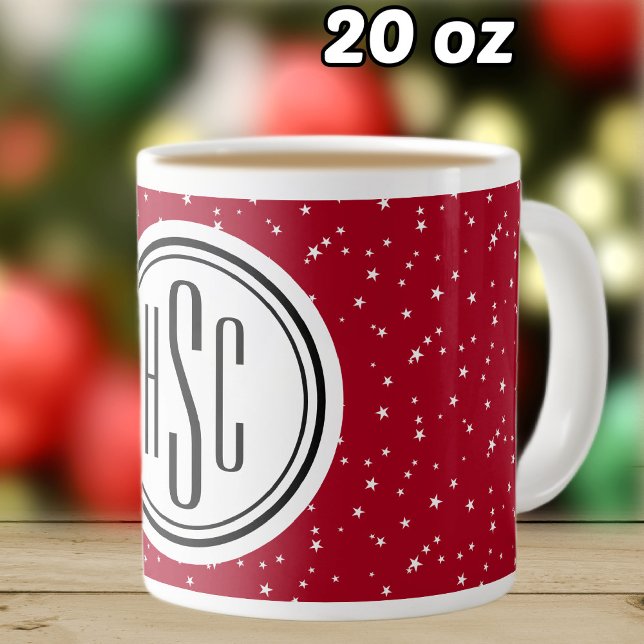 Monogram 20oz Red & White Stars Jumbo Coffee Mug (Creator Uploaded)
