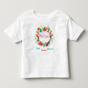 Monogram 20XX Hello Winter Holiday Symbols Pattern Toddler T-Shirt