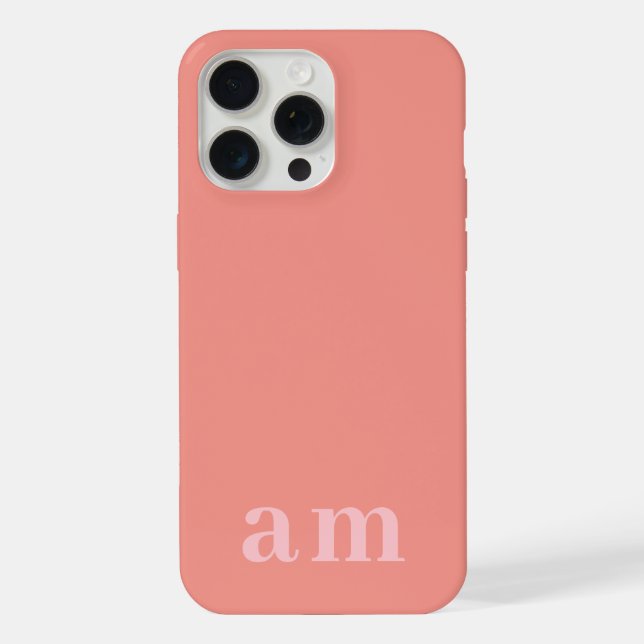 Monogram 2 Initials Pink Minimalist iPhone Case (Back)