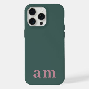 Monogram 2 Initials Sea Green/Purple Minimalist iPhone 15 Pro Max Case
