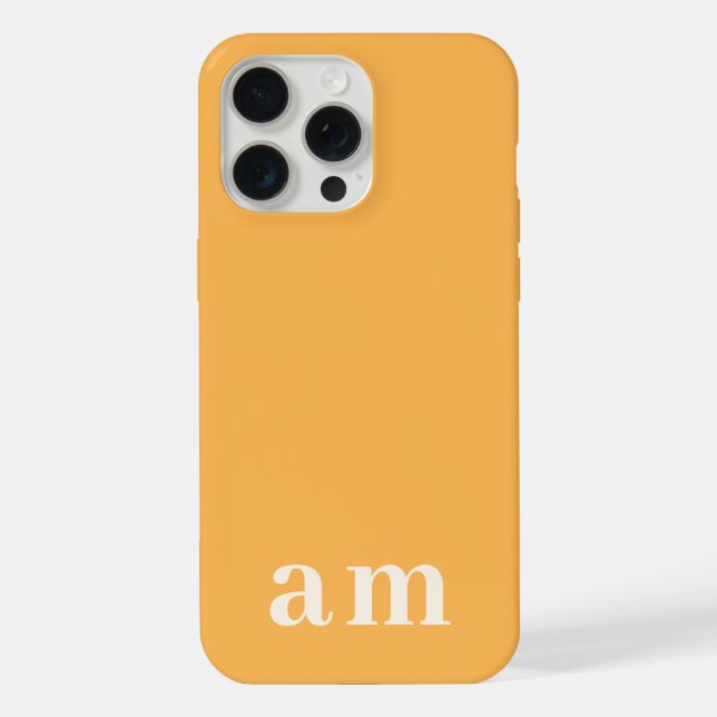 Monogram 2 Initials Yellow-Orange Minimalist iPhone Case (Back)