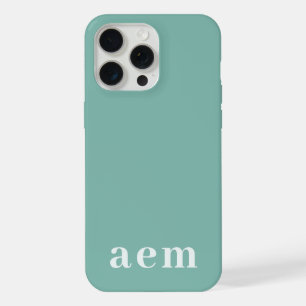 Monogram 3 Initials Teal Blue Minimalist iPhone 15 Pro Max Case