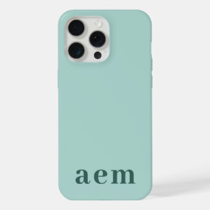 Monogram 3 Initials Teal & Sea Green Minimalist iPhone 15 Pro Max Case