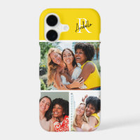 Monogram 3 Photo Modern Script Yellow