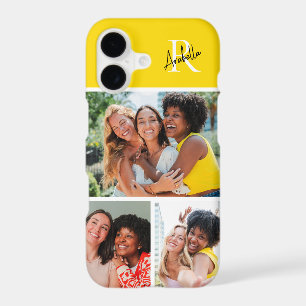 Monogram 3 Photo Modern Script Yellow
