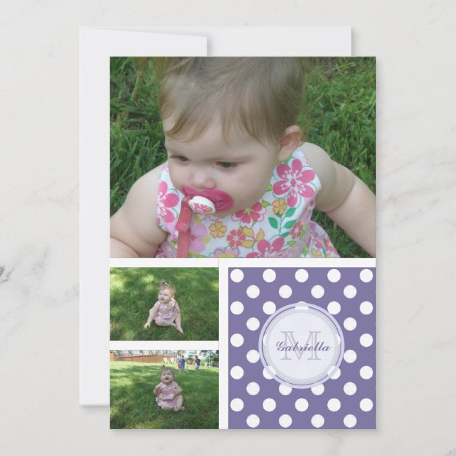 Monogram: 3 Pictures: P & W Polka-dot Invitation (Front)