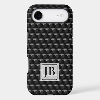 Monogram, 3D Black Geometric Pattern, Modern