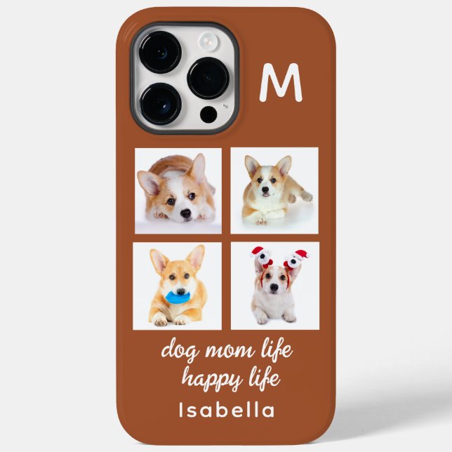 Monogram 4 Photo Collage | Dog Mum Life Happy Life Case-Mate iPhone Case (Back)