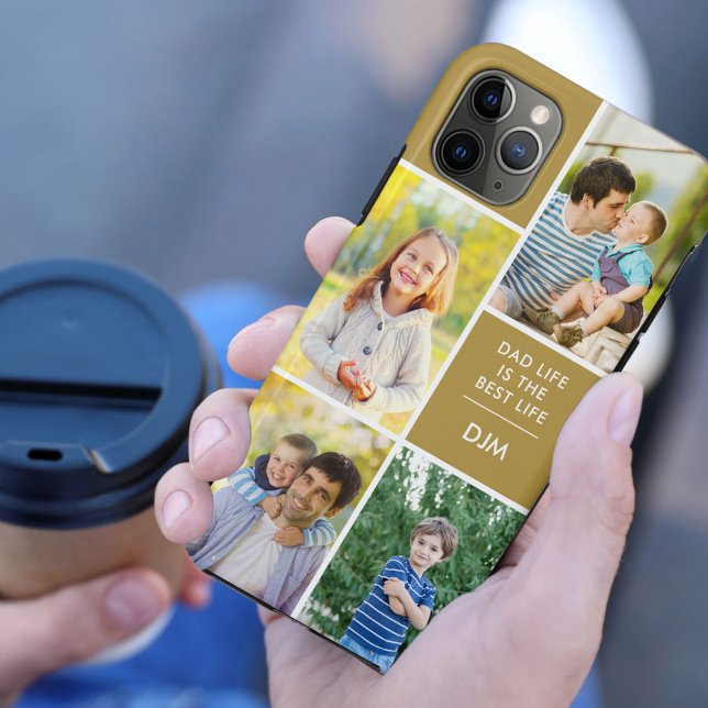 Monogram 4 Photo Dad Life is the Best Life Gold Case-Mate iPhone Case (Creator Uploaded)
