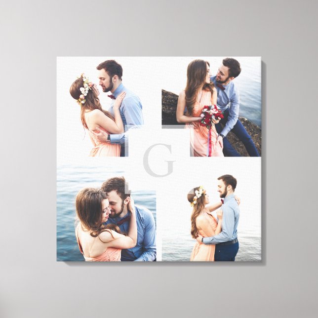 Monogram 4 Photo Gift Photo Canvas (Front)