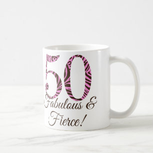 Monogram 50th Birthday Fabulous & Fierce Mug