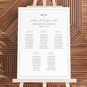 Monogram 5 Tables Find Your Seat Seating Chart