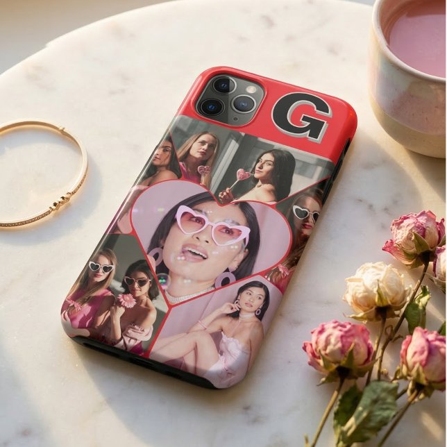 Monogram 6-Photo Collage Teal iPhone Case (Monogram 6-Photo Collage Teal Red iPhone Case
)