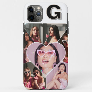 Monogram 6-Photo Collage Teal iPhone Case
