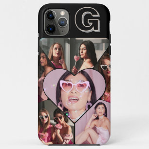 Monogram 6-Photo Collage Teal iPhone Case