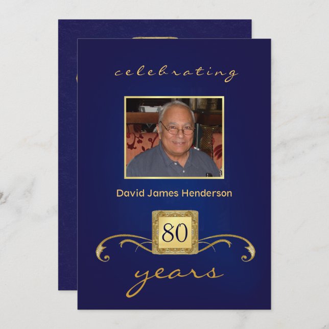 Monogram 80th Birthday Party Invitations Photo (Front/Back)