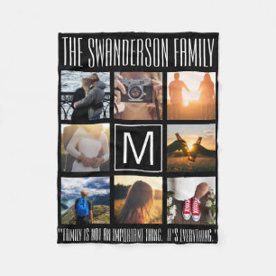 Monogram 8 Frame Quote Fleece Blanket