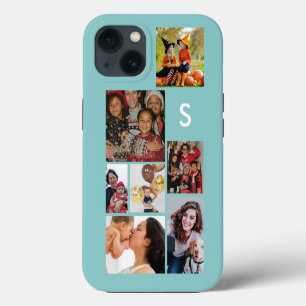 Monogram 8 photo collage blue iPhone 13 case