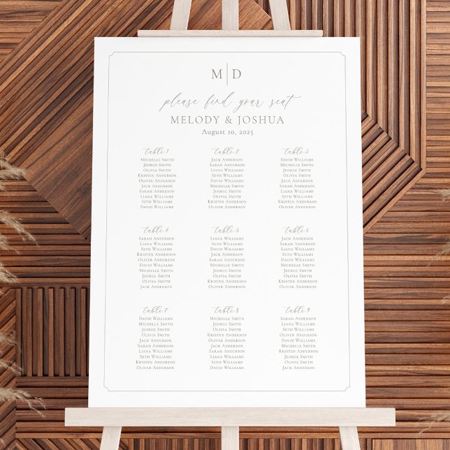 Monogram 9 Tables Seating Chart Border  (Creator Uploaded)