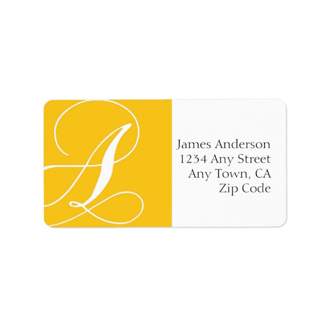 Monogram A Address Labels Yellow (Front)