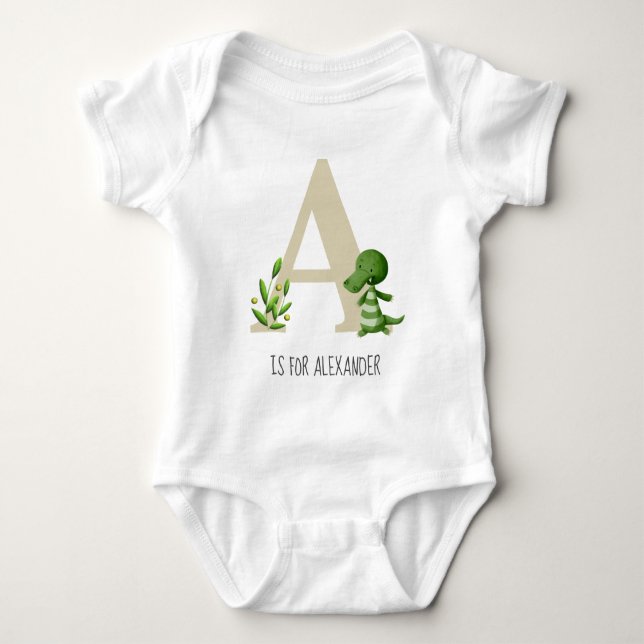 Monogram A Alligator Baby Bodysuit (Front)