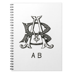 Monogram A and B, Couple Initial A and B, Wedding Notebook