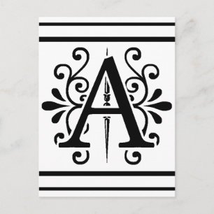 MONOGRAM A BLACK POSTCARD