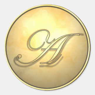 monogram_a classic round sticker