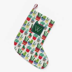 Monogram   A Crowd of Cactus Small Christmas Stocking