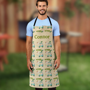 Monogram A Day Of Golfing Pattern  Apron
