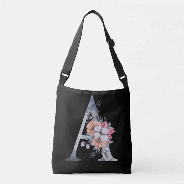 Monogram A Floral Blues Crossbody Bag (Front)