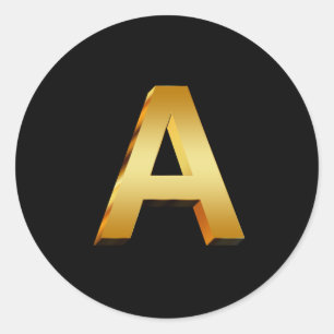 Monogram A gold Classic Round Sticker