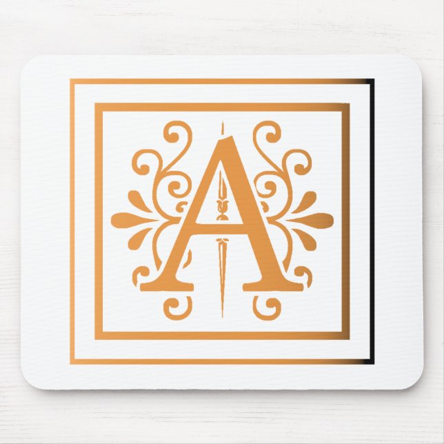 MONOGRAM A GOLD TO BLACK GRADIENT MOUSE MAT (Front)