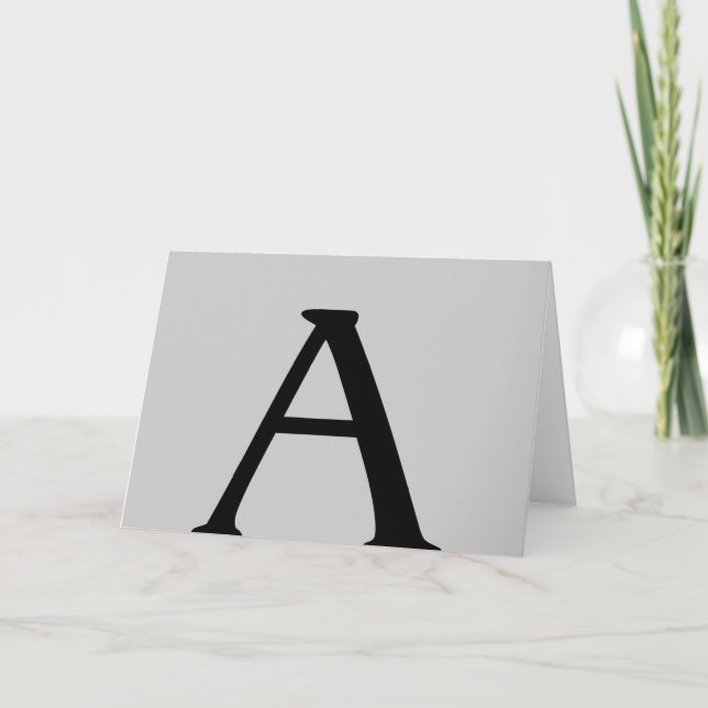 Monogram A Grey Black Note Card (Front)