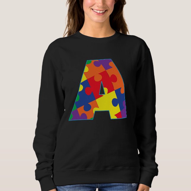 Monogram A in Multi Colour Puzzle Pieces Sweatshirt (Front)
