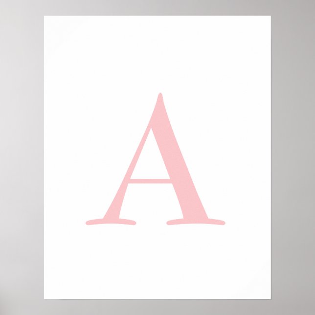 Monogram A Initial Letter Modern White & Pink  Pos Poster (Front)