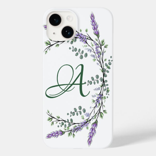 Monogram A Lavender Eucalyptus Case-Mate iPhone Ca Case-Mate iPhone Case (Back)