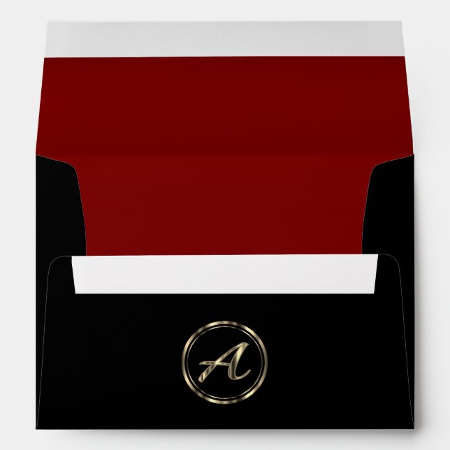 Monogram A - Lined Red Satin Envelope (Back (Bottom))